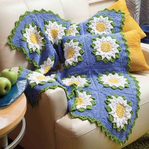 Water Lily Throw Blanket Crochet Pattern - PDF DOWNLOAD