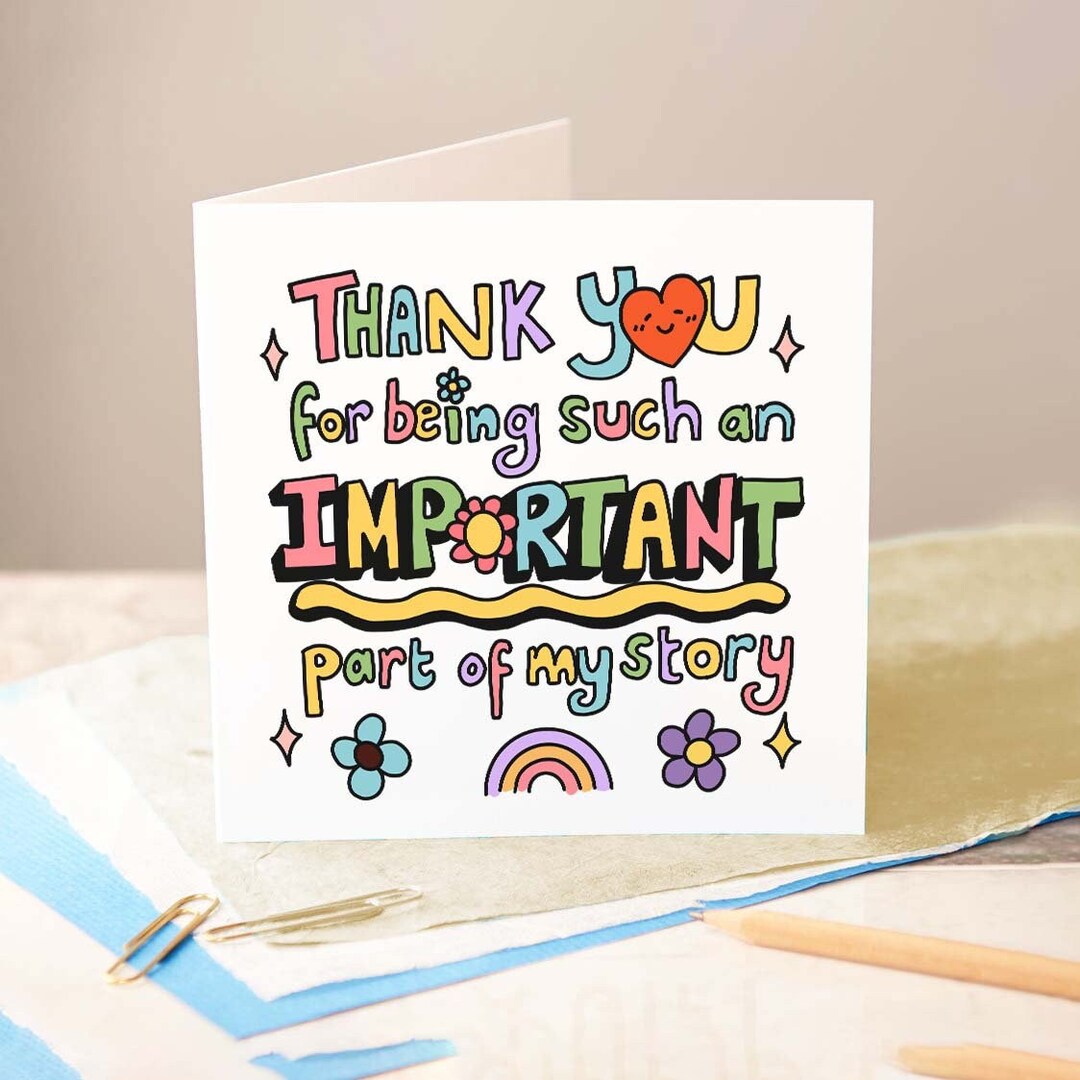 Thank You for Being Part of My Story Card, Teacher Thank You Greeting ...