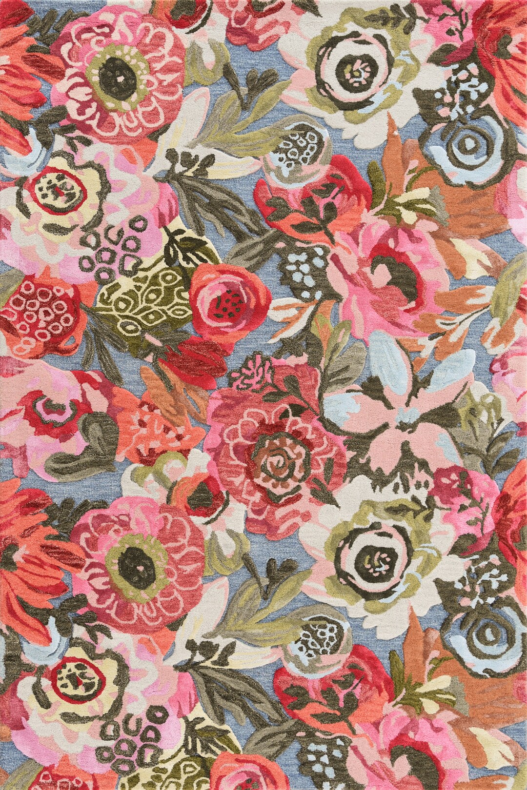 Designer Multicolor Floral Pattern Area Rug, Carpet Made of 100 Plush Viscose Silk Large Area