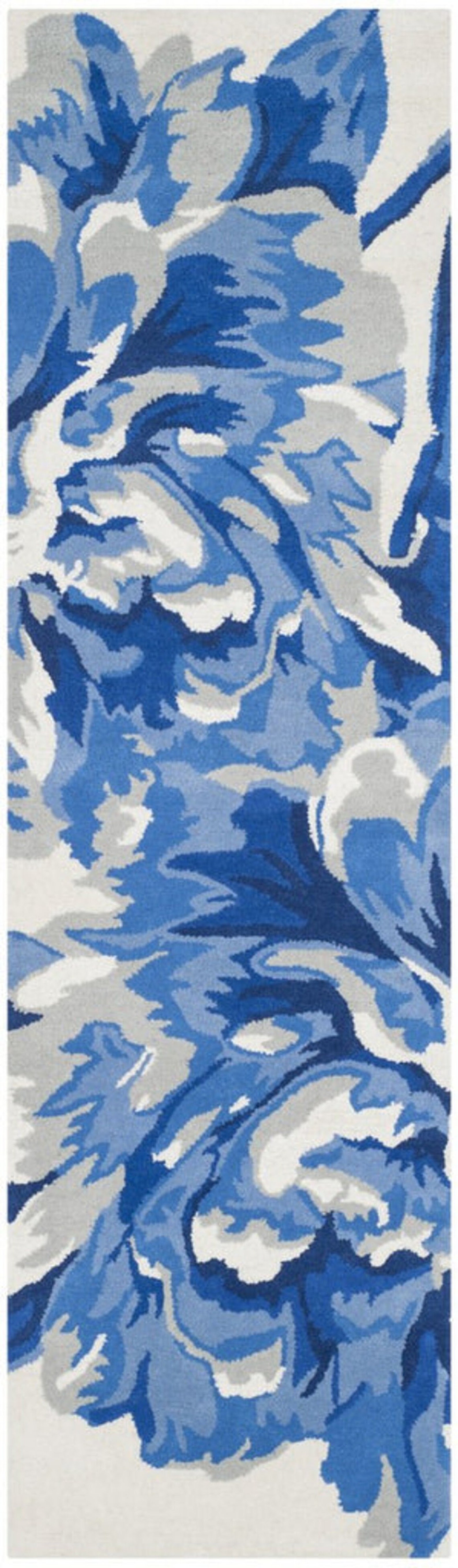 Blue Floral Rug Area Rugs 8x10 9x12 Cream Blue Rugs Flower Etsy