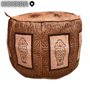 lovely leather floor cushion, foot-stool with double handle , exceptionnel cushion cover