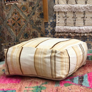 moroccan Pouf, Ottoman Pouf,Striped Texture Pouf