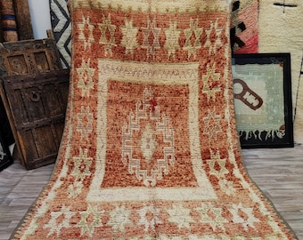 Boujaad Orange Vintage Rug, Atlas Berber Rug, 9.9 x 5.8 feet