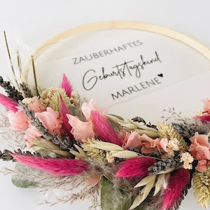 Geschenk Kranz "Geburtstag" Türkranz Trockenblumen personalisiert