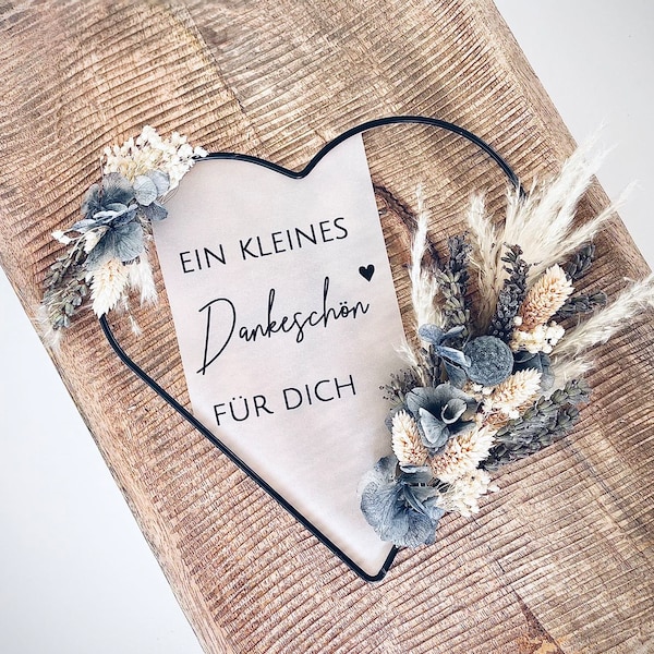 Herz  "Kleines Dankeschön" Hortensie  blau personalisiert