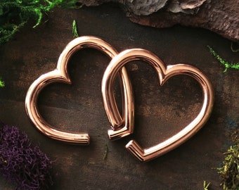 Roségouden hartoormeters: roestvrijstalen hangers, unieke statement-sieraden, bungelstekkers, gothicpunkcadeau, hypoallergene expanders