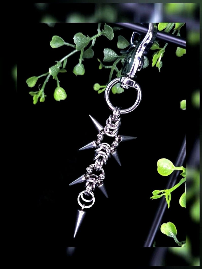 Sharp Keychain Spiked Chainmail Keychain: Handmade Goth Punk Bag Charm, Durable ...