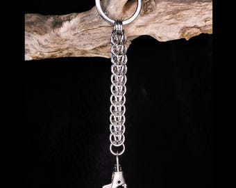 Handmade Chainmail Keychain: Unique handmade accessory, Stainless Steel Goth Punk Keyring, Durable Bag charm, Statement gift idea