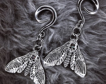 Roestvrijstalen oormeters Death&#39;s Head Moth: Witchy boho-sieraden