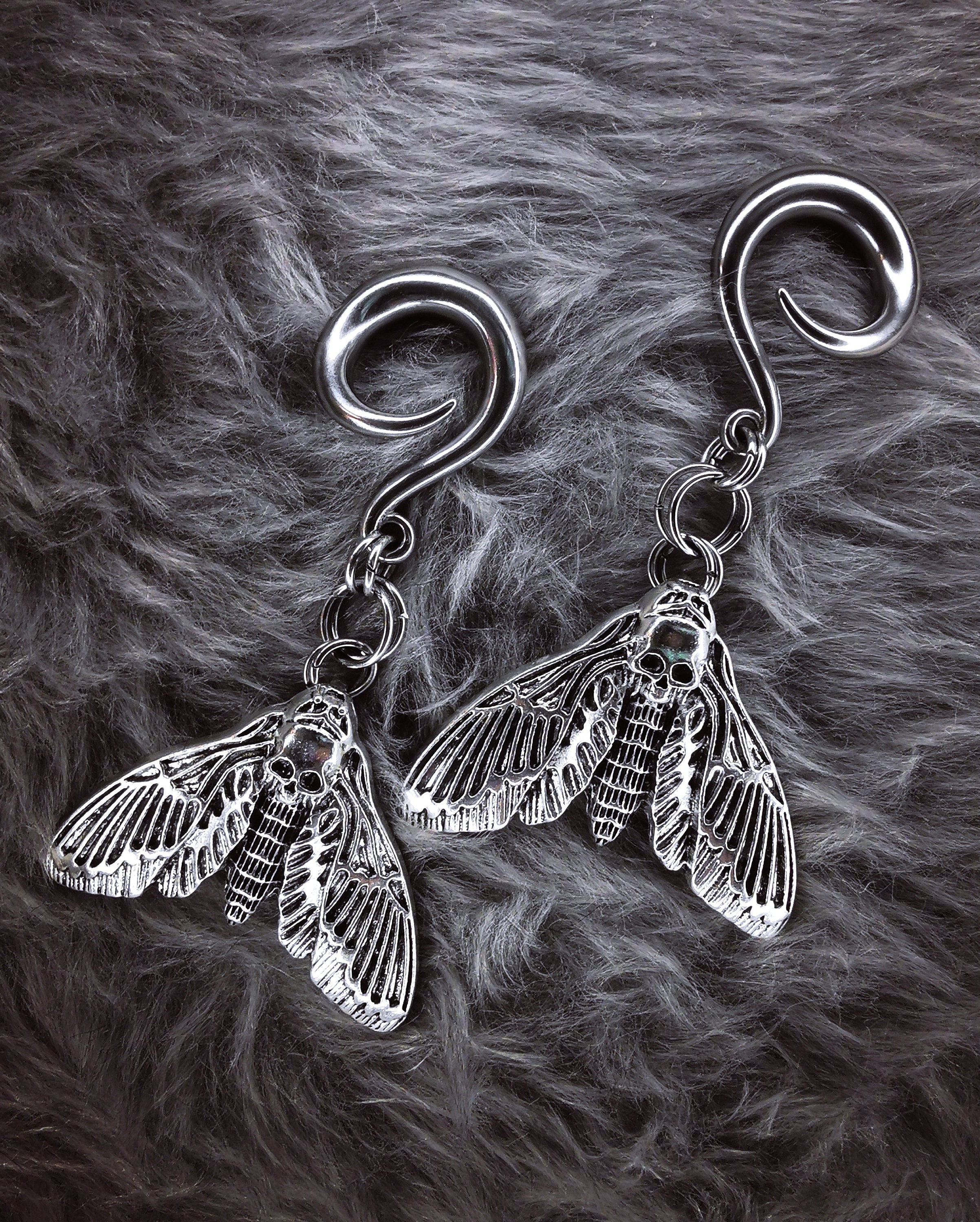 Death Moth Picture Plugs Gauges - 16g, 14g, 12g, 10g, 8g, 6g, 4g, 2g