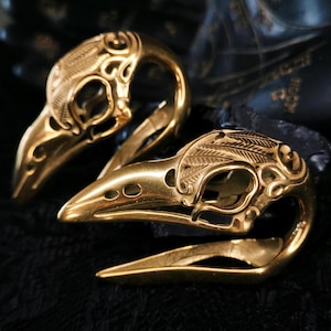 Pesas para orejas con forma de calavera de pájaro: colgantes góticos de acero inoxidable, pendientes llamativos, joyería punk, idea de regalo de accesorio único