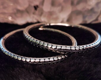 Tribal Hoop Ear Weights: 6g ear hangers, Statement  body jewelry, vintage ear expanders, Punk gothic hippie accessory gift, Stretched lobes