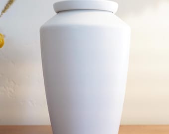Cremation Urn for Human Ashes — Handmade White Ceramic Memorial Urn, Personalized Engraving, Adult Large Funeral Urn, Sympathy Gift