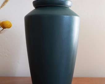 Cremation Urn for Human Ashes — Handmade Green Ceramic Memorial Urn, Personalized Engraving, Adult Large Funeral Urn, Sympathy Gift