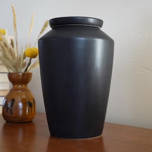 Personalized Black Ceramic Cremation Urn: Handmade Adult Funeral Urn