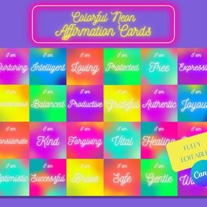 Bunte Neon Affirmationskarten