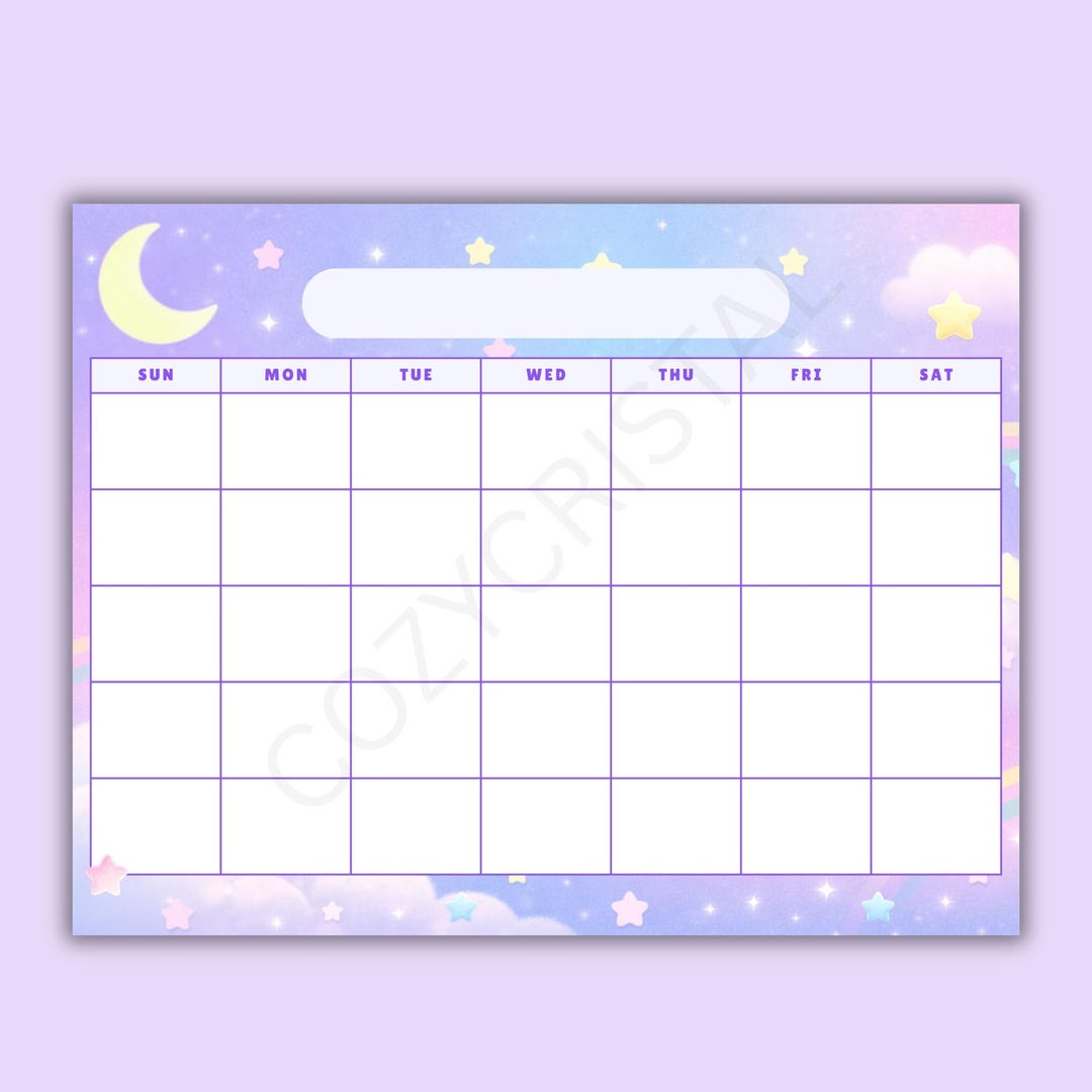 Cute Star Printable Calendar, Kawaii Daily Schedule (PDF) - Etsy
