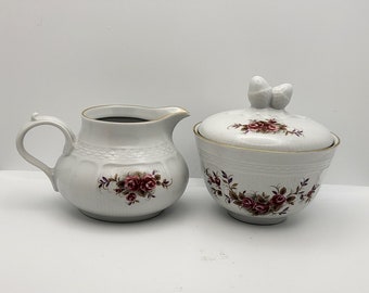 Vintage Monopoli Creamer and Sugar Set: Acorn Handle, Made in Italy