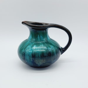 Blue Mountain Pottery Pitcher: Drip Glaze Vase Jug