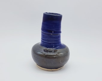 Vintage Handmade Blue and Grey Ceramic Vase - Studio Pottery