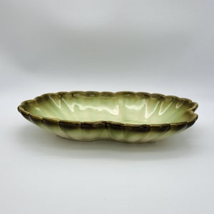 Vintage Hull Pottery Bowl: Drip Glaze Scalloped Serving Dish
