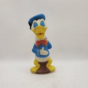 Rare Vintage Walt Disney Productions Donal Duck Cartoon jCharacter Rubber Squeeze Toy Made in Hong Kong