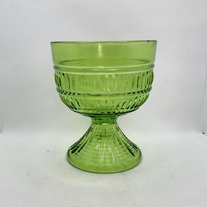 Green Glass Candy Dish - Pedestal Glass Dish - Depression Glass Compote Dish