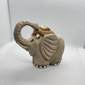 Vintage Artesania Rinconada Elephant Figurine Handcrafted Signed Made in Uruguay