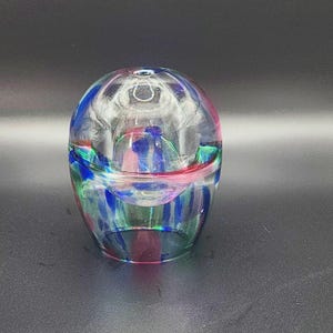 Vintage Studio Art Glass Oil Lamp/Hand Blown Glass Confetti Rainbow Colors in Clear Glass.