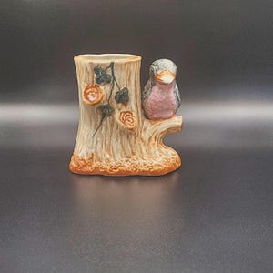 Kitsch Bird And Tree Stump Planter Nature Inspired Air Plant Bird Lovers