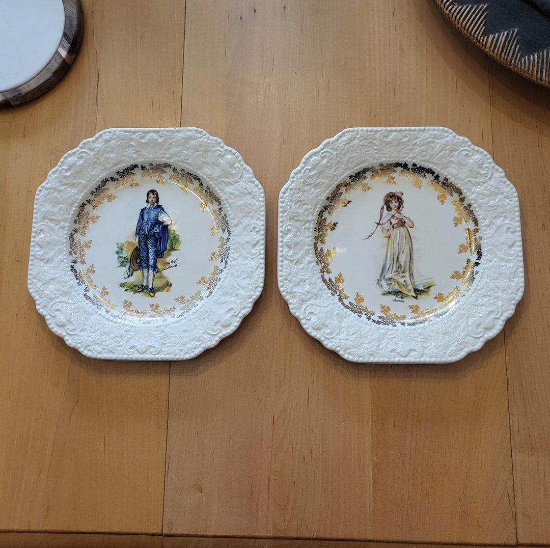 Vintage Lord Nelson Pottery Set of 2 Plates Blue Boy Gainsborough and