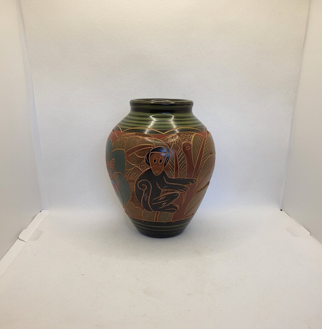 Clay Pottery Vase Costa Rice Carved Vase Etsy