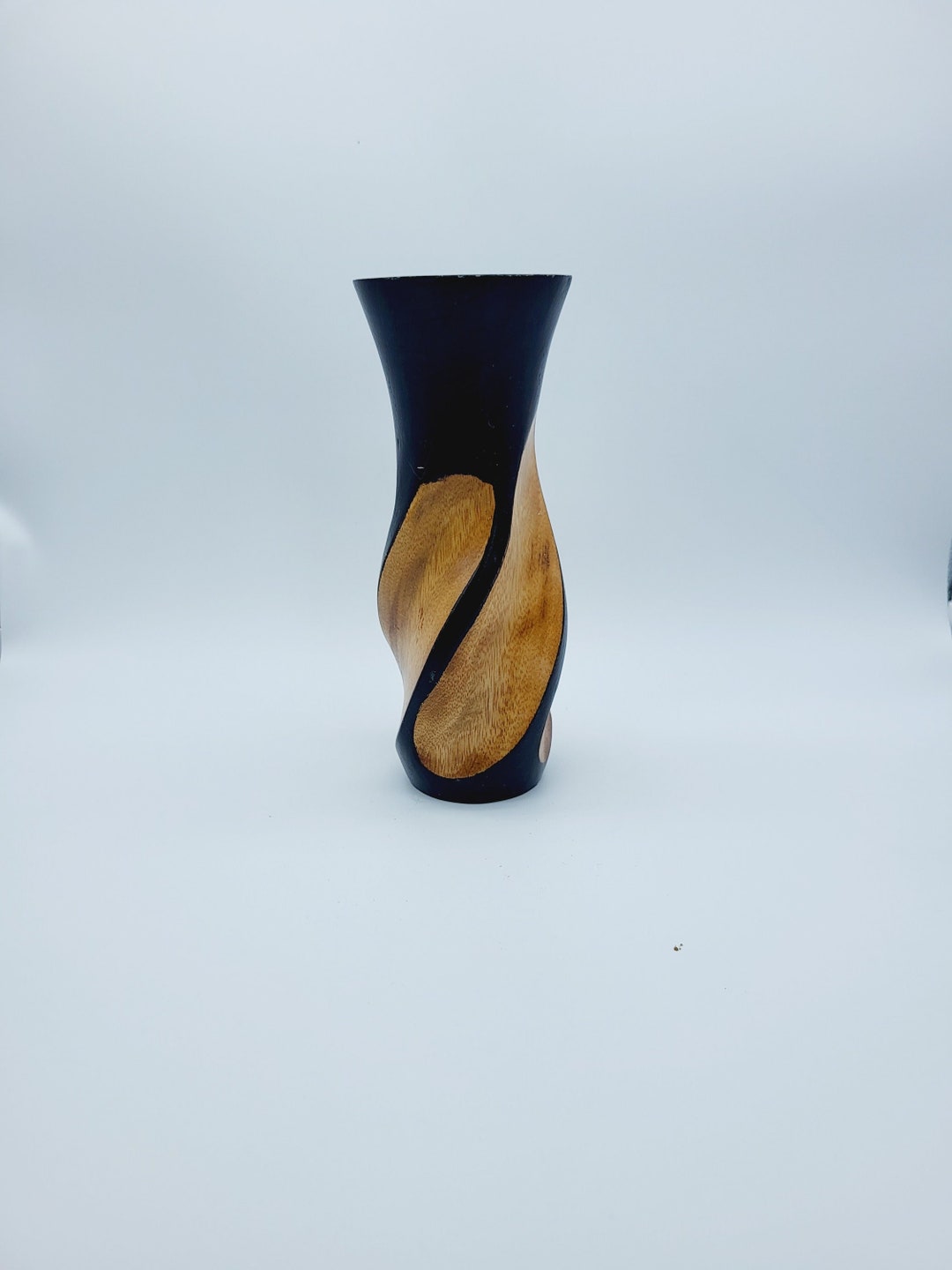 Vintage Hand Carved Wooden Vase Made in Jamaica Hand Painted Etsy