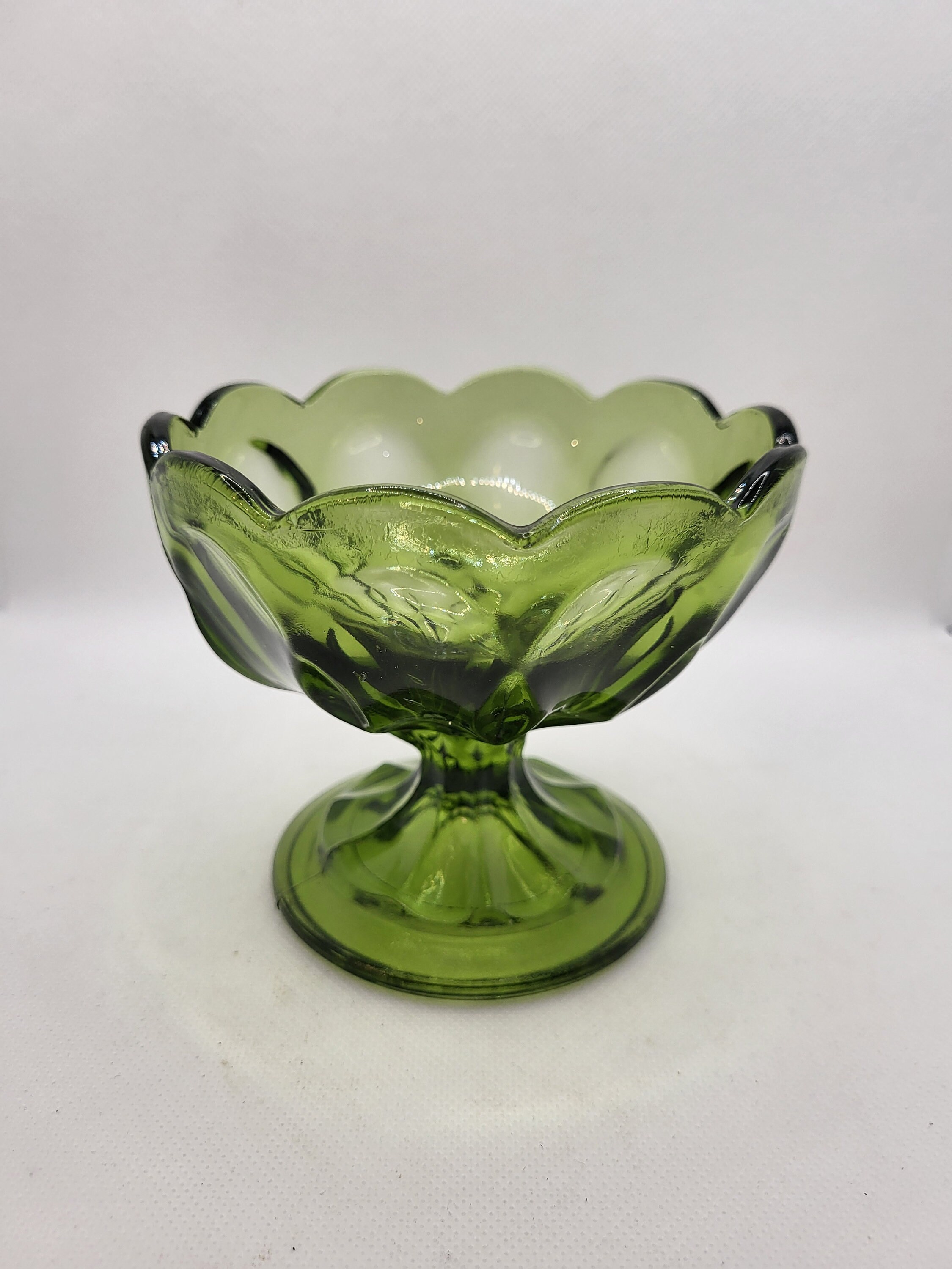 Vintage Anchor Hocking Avocado Green Glass Bowl Fruit or Dessert Dish