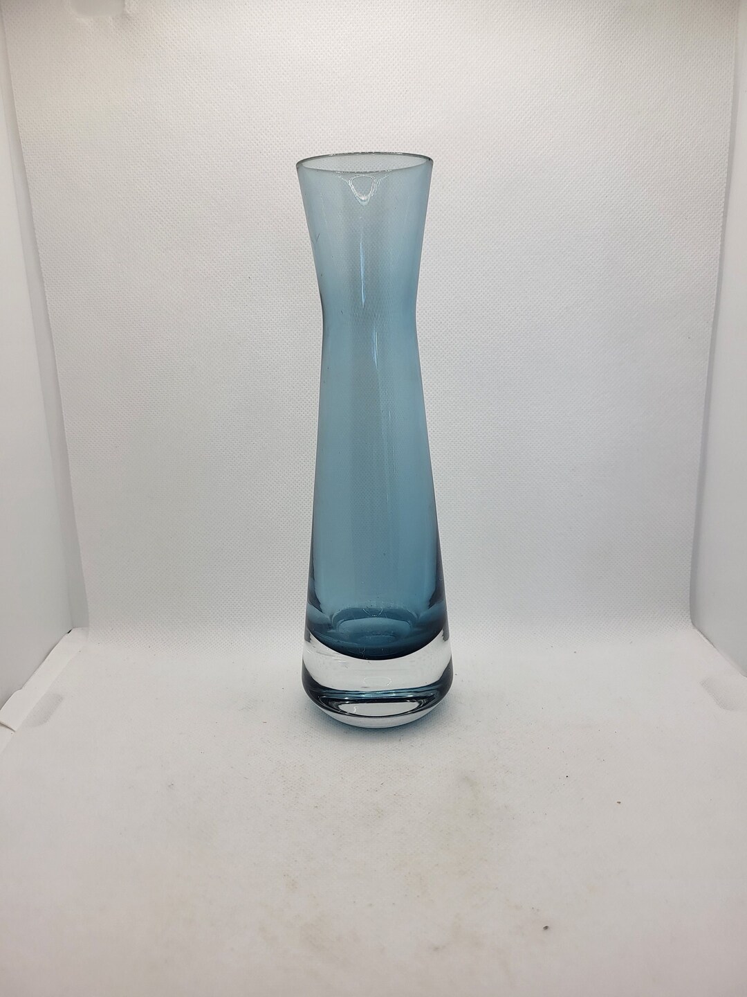 Vintage Decorative Art Glass Vase Heavy Bottom Blue Art Glass Etsy