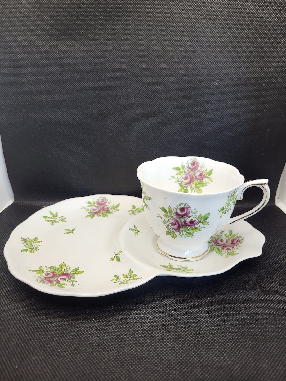 Vintage Royal Albert Rose Tea Cup and Biscuit Plate Bone China _ Made