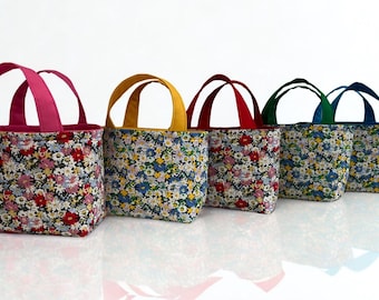 Handmade Cotton Mini Tote Bag – Structured Top Handle Bag