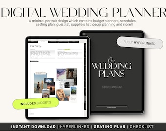 Minimal Digital Wedding Planner, iPad Wedding Planner, Wedding Goodnotes, Wedding Checklist, Wedding To Do List, Wedding Budget, Hyperlinked