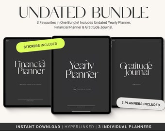 Hyperlink Ultimate Planner Bundle, Gratitude Financial & Yearly Planner, Undated Clickable Life Planner, Daily Weekly Monthly Goals Setting