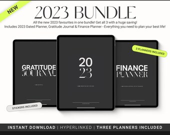 Gratitude, Finance and Digital Planner 2023, Clickable All-in-One Planner, Daily Weekly Monthly Yearly Goals Setting Journal Pdf, Goodnotes
