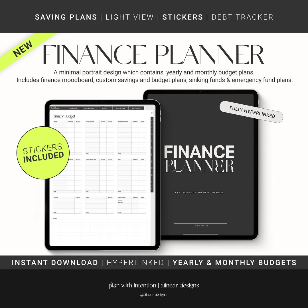 New Yearly Finance Digital Planner Minimal, Alinear Designs, Goodnotes ...