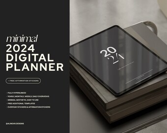 2024 Minimal Essential Digital Planner, Alinear Designs, Portrait Planner, Minimalist, GoodNotes, Weekly, Monthly, Daily, iPad Planner