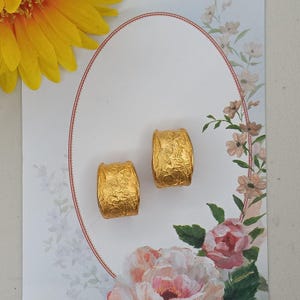 Vintage 1980s DK Co. Donna Karan Chunky &quot;Mod Woman&quot; Modernist Gold Tone Earrings
