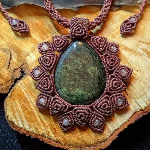CRYSTAL GODDESS Quartz Necklace | Macrame Sodalite Witch Boho shops Bohemian Haida Gwaii Fairy Spirit Festival Pacific Northwest Pagan Pendant Art