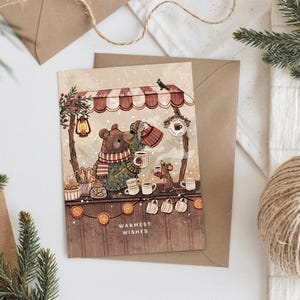 postale de Noël cacao | A6 | Art festif | Illustration de chocolat chaud hiver ours souris | de voeux | Meilleurs voeux | Bonnes vacances
