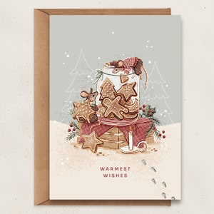Christmas Cookie Jar postkaart | A6 | Festive Art | Mouse Cookies Illustration | Illustrated Greeting Card | Warmest wishes | Happy holidays