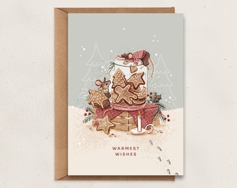 Słoik na ciasteczka świąteczne postkaart | A6 | Sztuka świąteczna | Ilustracja ciasteczek myszy | Ilustrowana kartka okolicznościowa | Najserdeczniejsze życzenia | Wesołych świąt