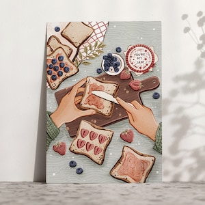 You're My Jam postkaart | A6 | Flatlay Art | Brunch Illustration | Illustrated Greeting Card | Wall Decor | Small Gift