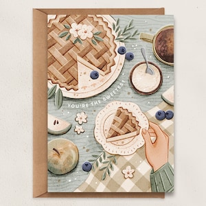 The Sweetest Postcard | A6 | Cake Art | Apple Pie Illustration | Flatlay Illustrated Greeting Card | Wall Decor | Small Gift
