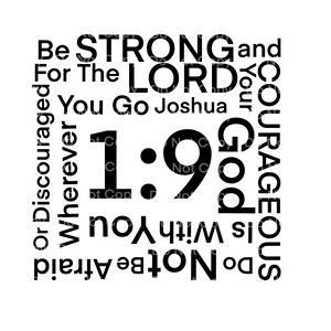 Joshua 1:9, Be Strong, Courageous, Do Not Be Afraid, Faith, religion, sublimation, square, Digital Download, PNG